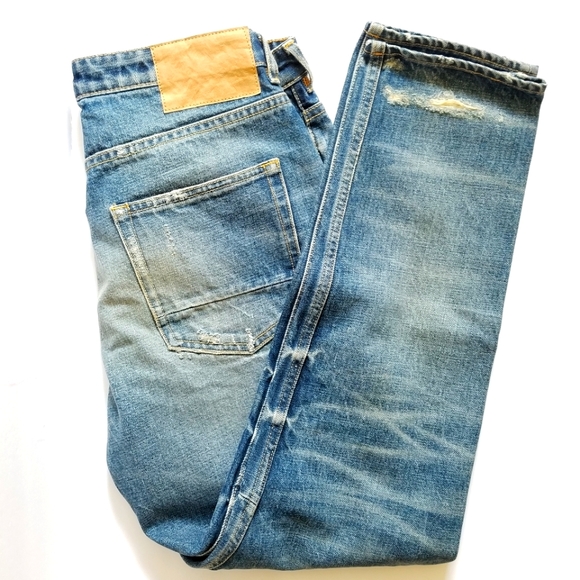 Golden Goose Denim - Golden Goose Happy Distressed Tapered Leg High Rise Jeans Size 27 Mid Wa…